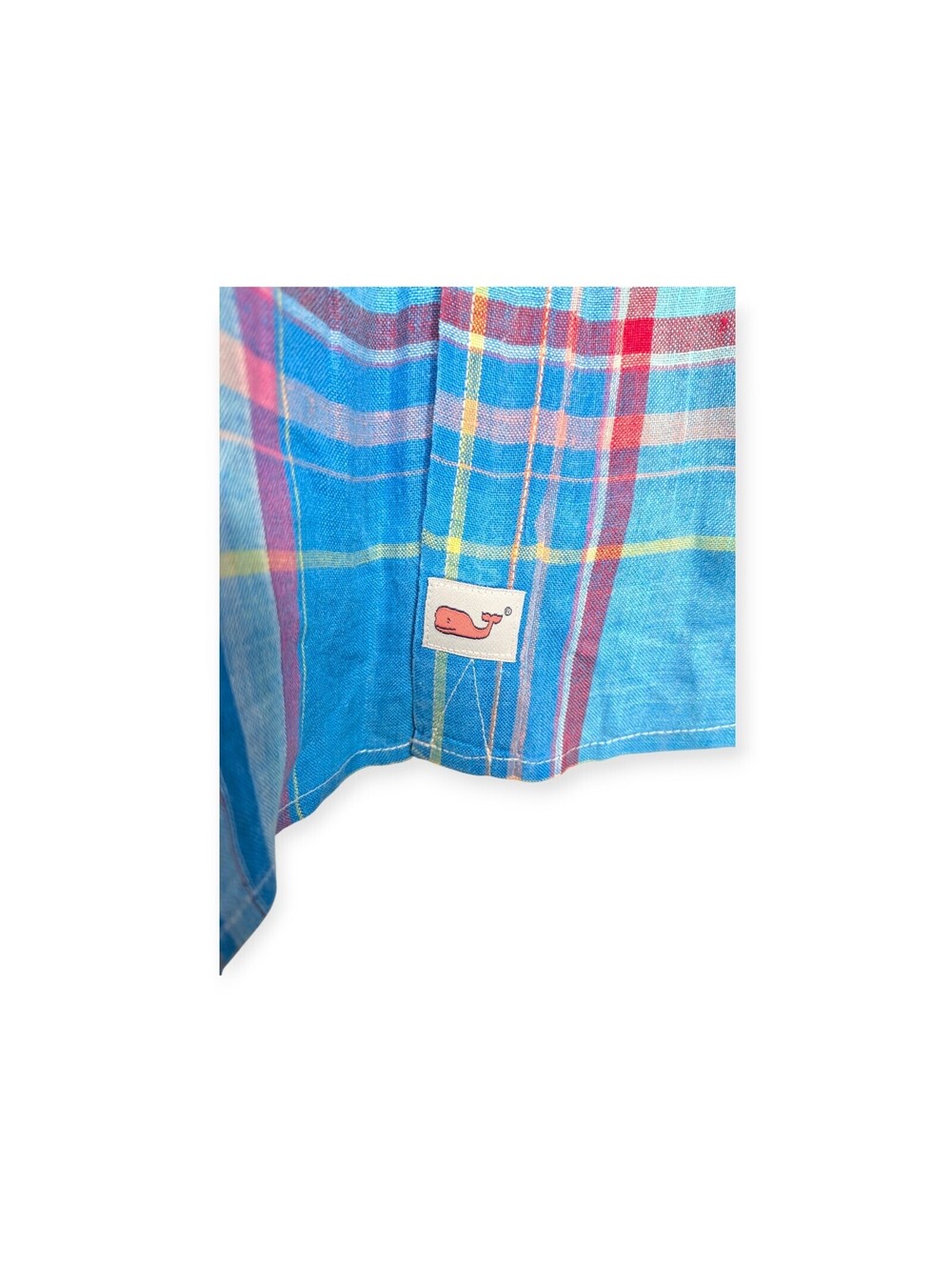 Vineyard Vines Murray Shirt Linen Plaid Blue Slim Fit Men's Medium Button Up - Picture 2 of 5